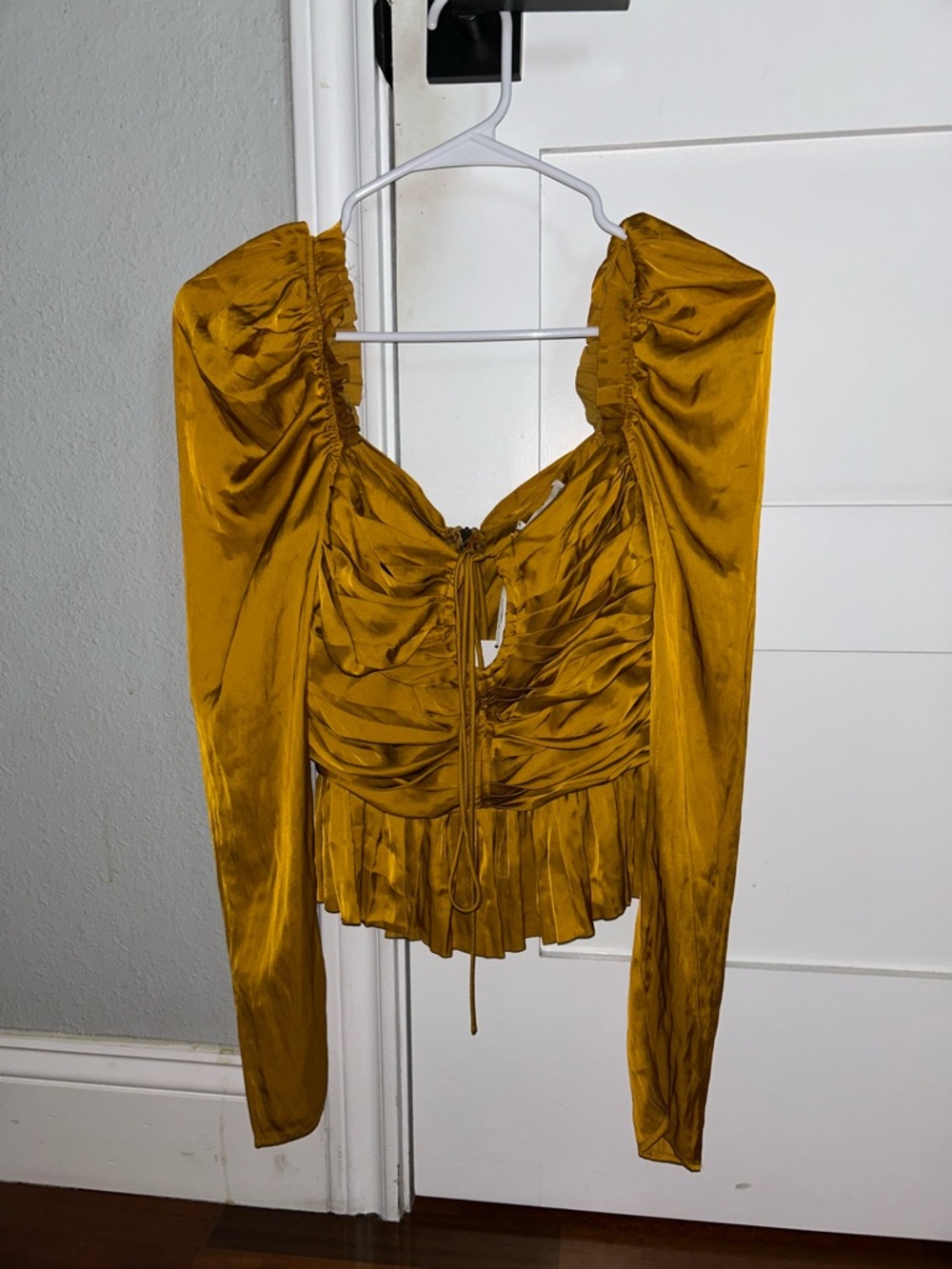 Ulla Johnson Mustard Gold Ruched Long-Sleeve Top